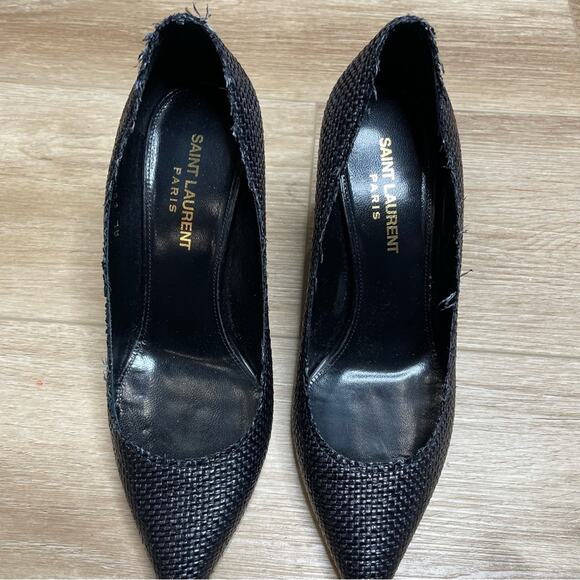Saint Laurent Anja Woven Pointed Toe Pumps Black Sz 36 / US 6 - Picture 5 of 16